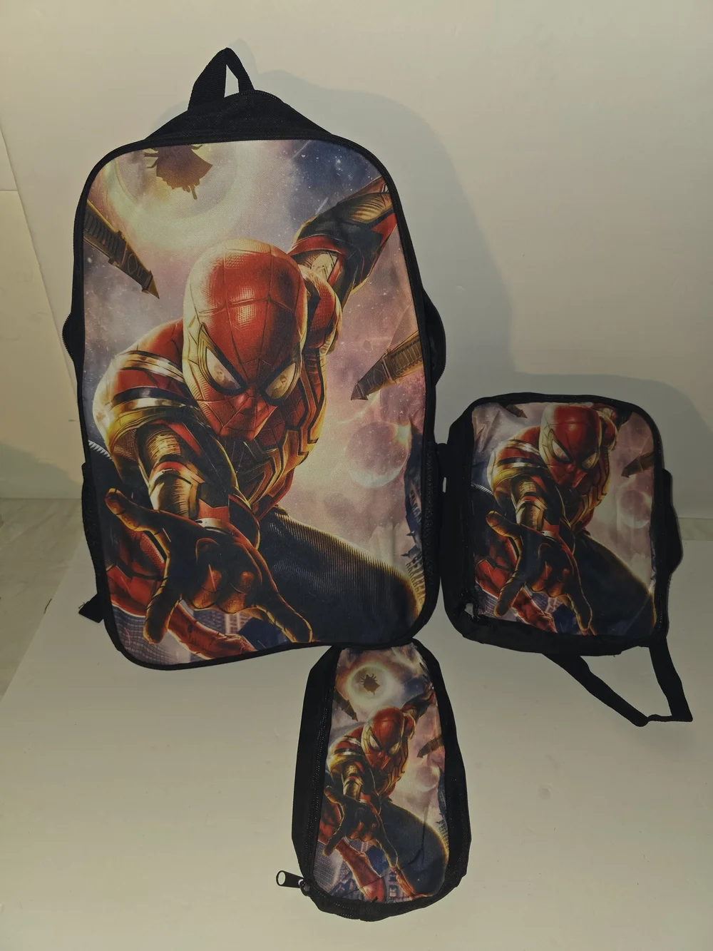 Black Spider-Man Graphic Backpack Set - Red